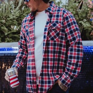 DIXXON Red and Blue Checkered Casual Shirt